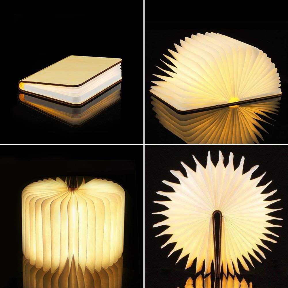 Wooden Paper Book Lamp | 3 Light Colours